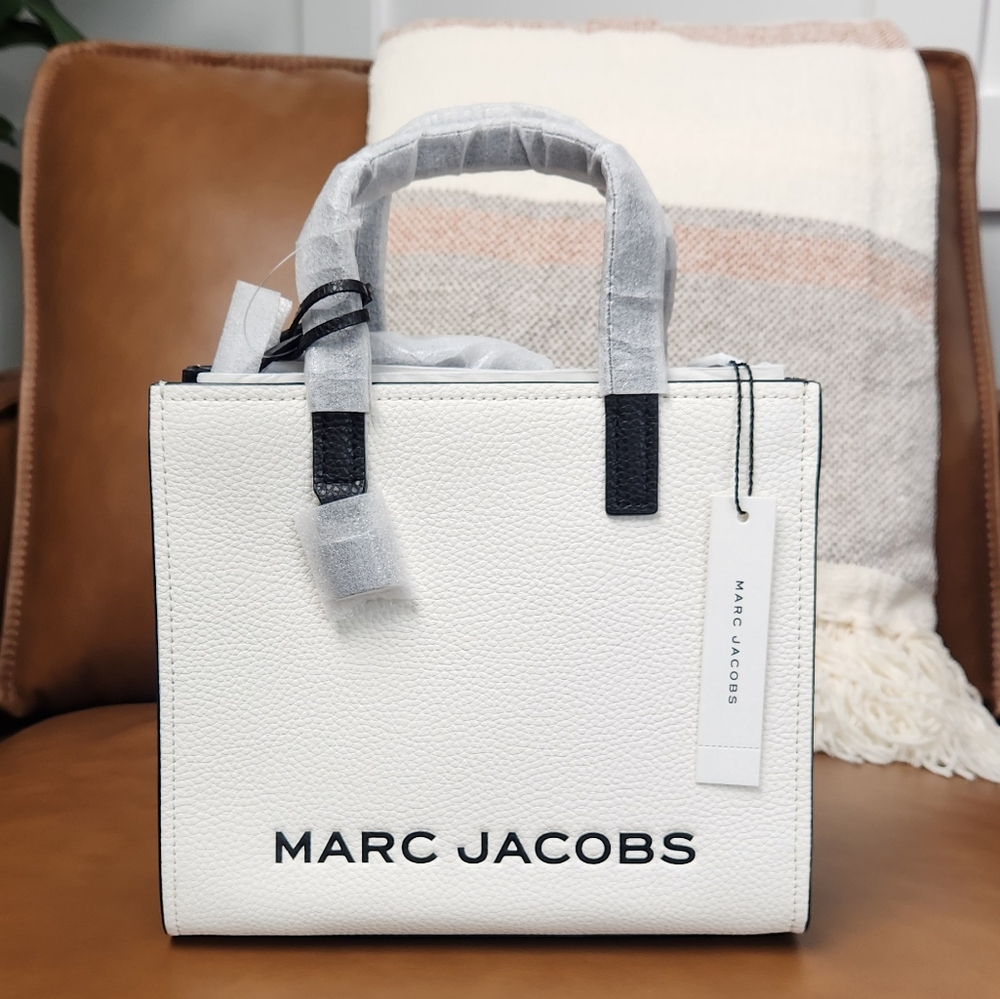 NWT Marc Jacobs Mini Grind Pebbled Leather Satchel Crossbody In White Spring